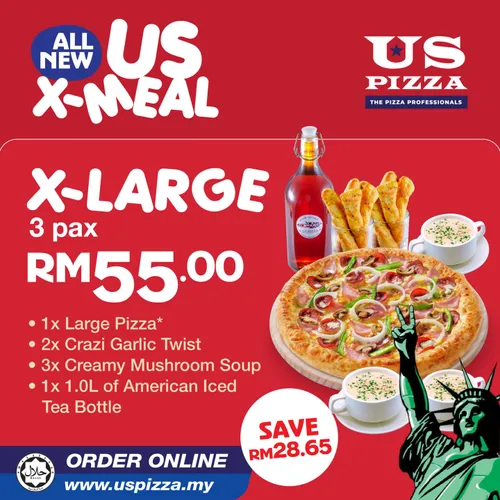x large pizza for 3 pax